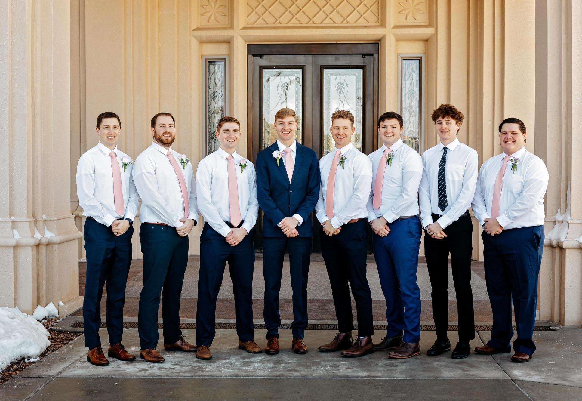 utah wedding photographers payson temple groomsmen