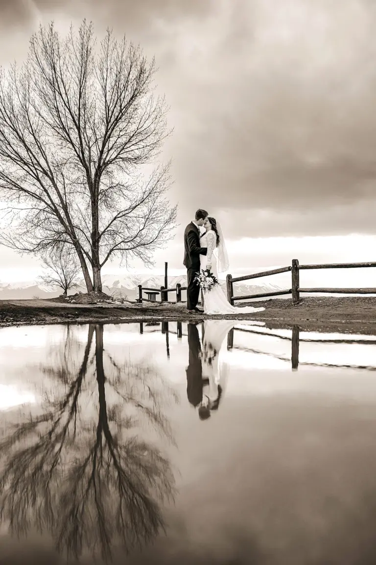 reflecttion utah lake bridal session