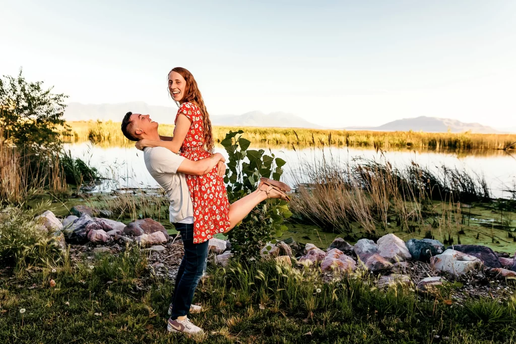 Couple at Salt lake City Utah lake