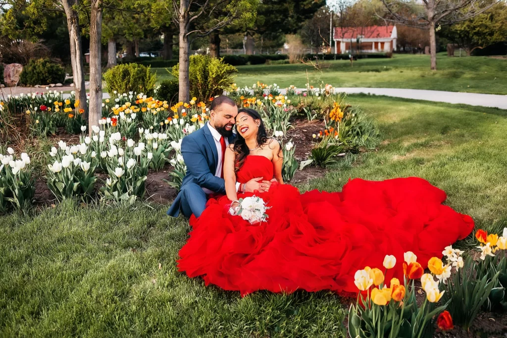 Loving couple in engagement photo session