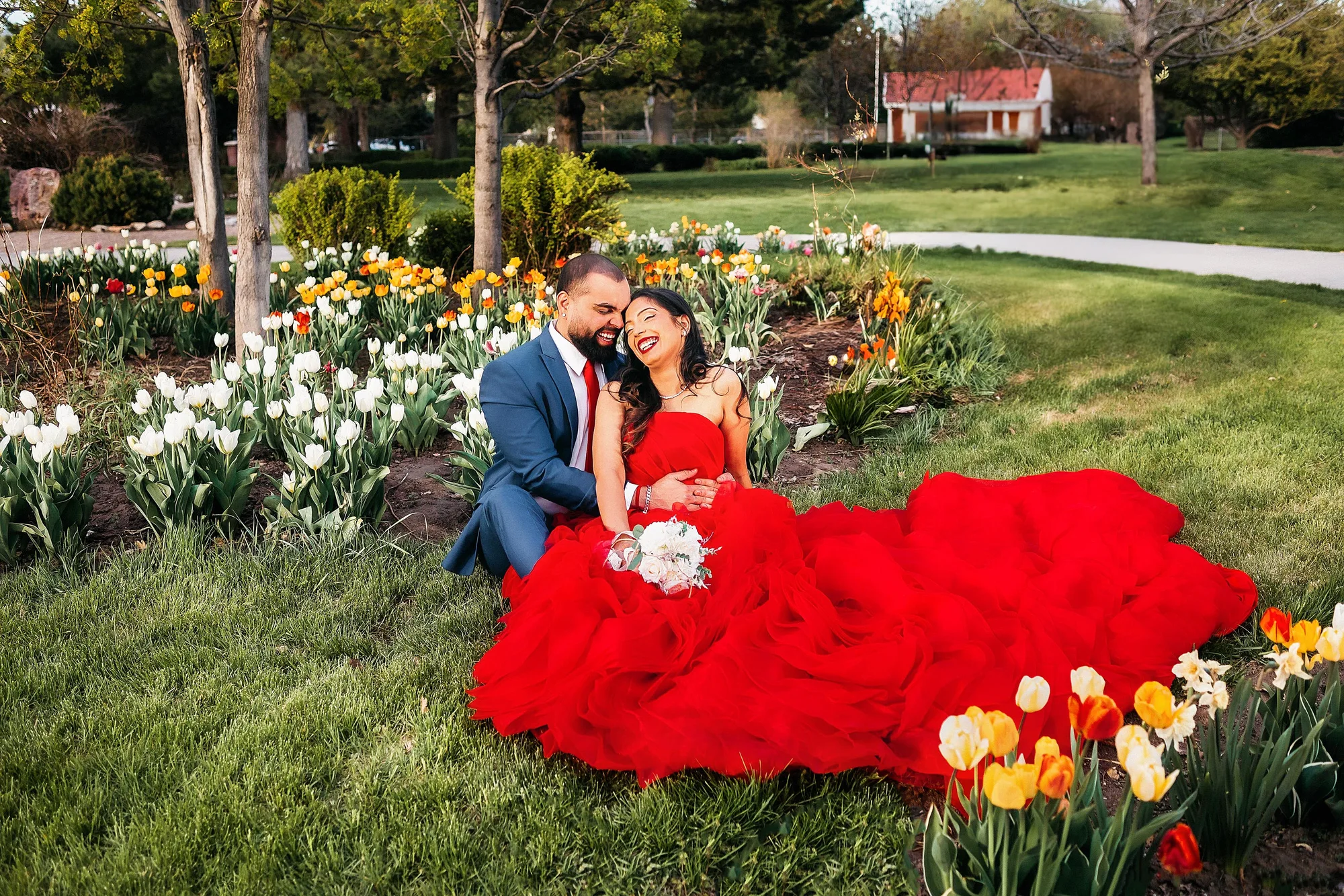 Loving couple in engagement photo session