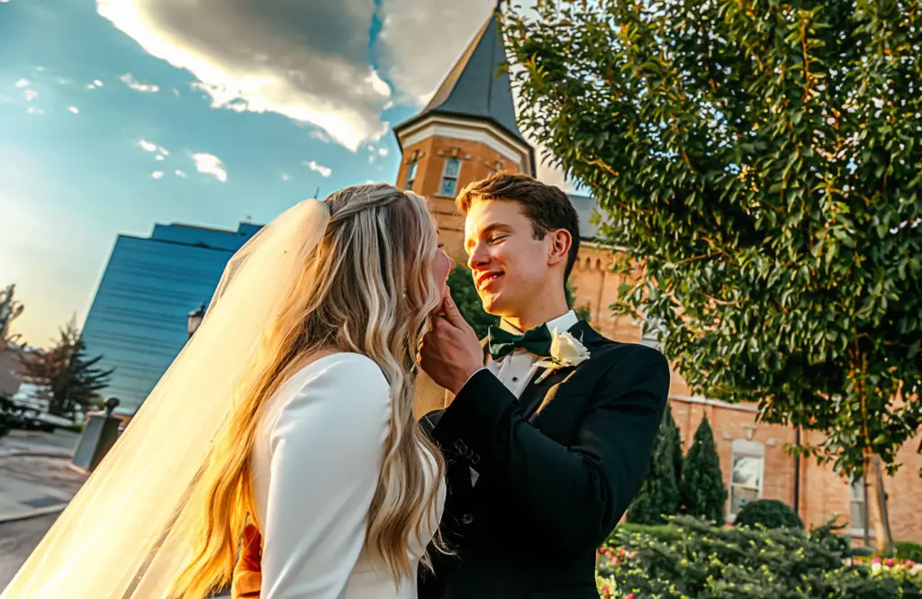 Wedding couple moments Provo city center temple
