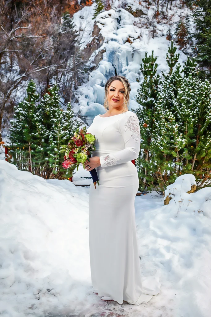 Bride posing at Log Haven