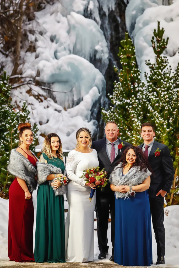 Married couple and their relatives at Log Haven