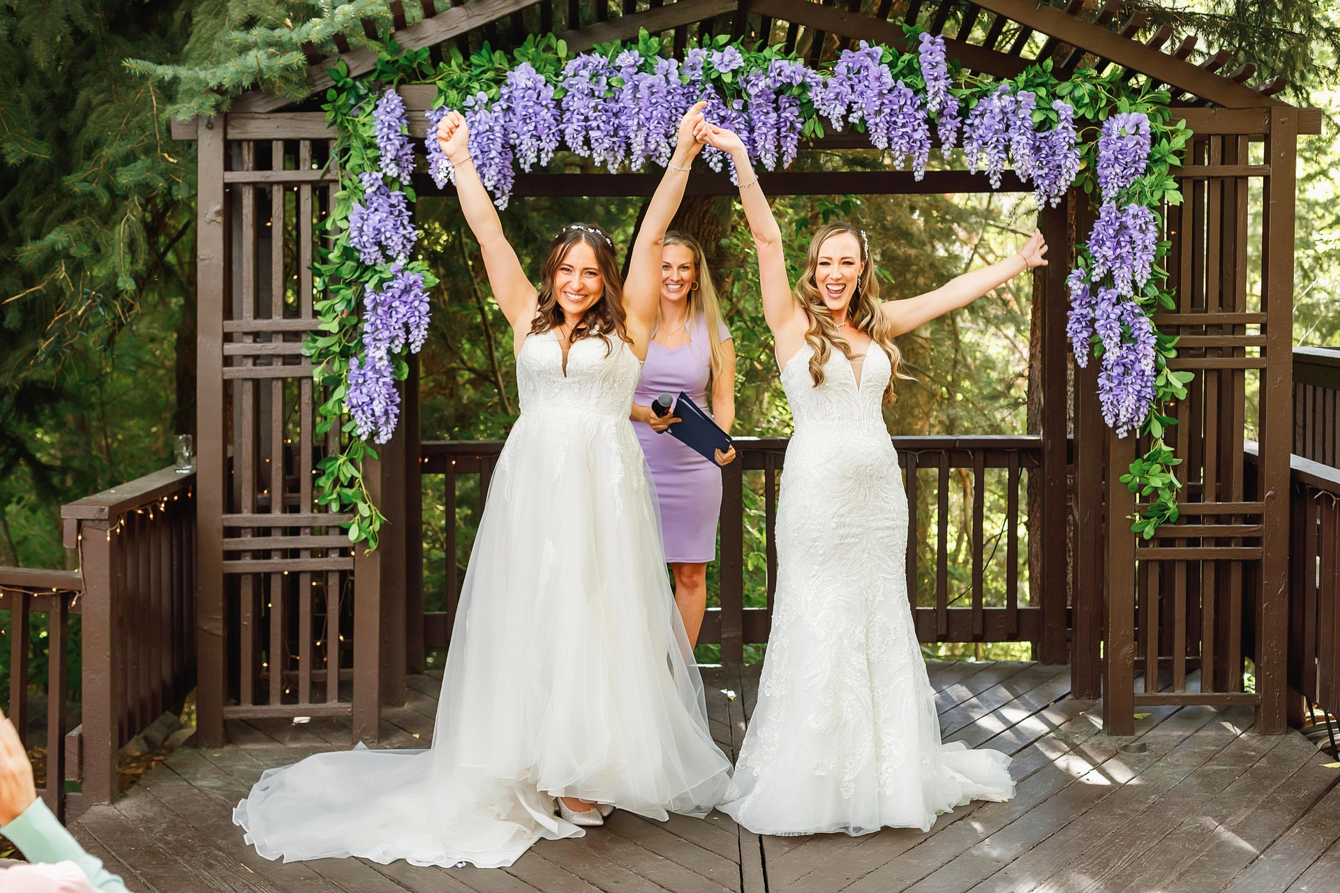 Happy brides in Millcreek Inn Wedding venue